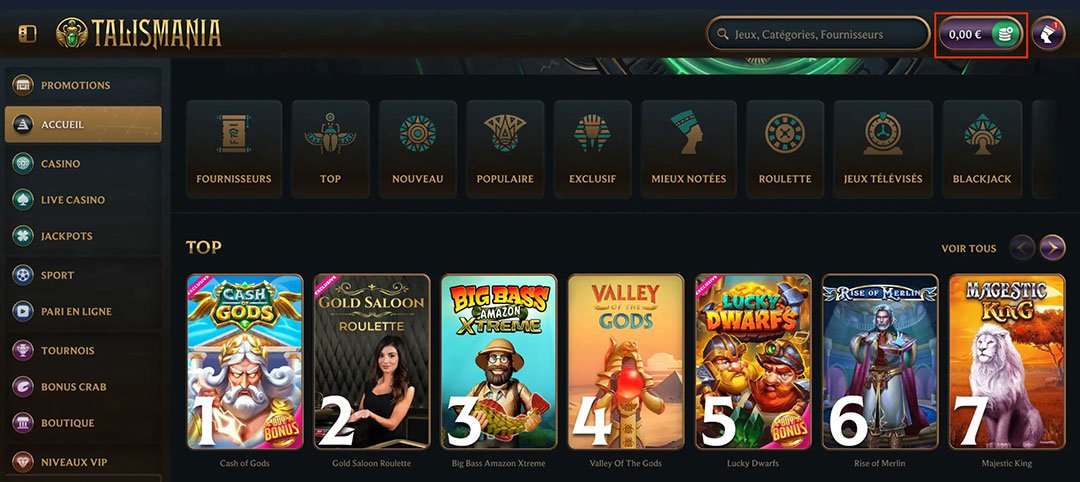 Aperçu du site Talismania